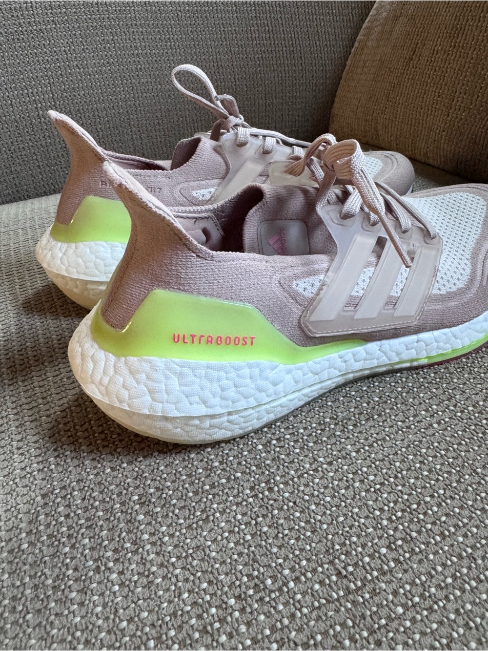 Adidas Ultraboost 21- Ash Pearl/Halo Ivory/Solar Yellow